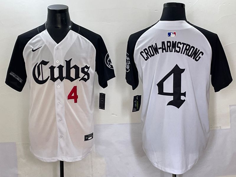 Men 2025 Chicago Cubs #4 Crow-Armstrong white black Five generations Joint Name Nike MLB Jersey style 3->chicago cubs->MLB Jersey